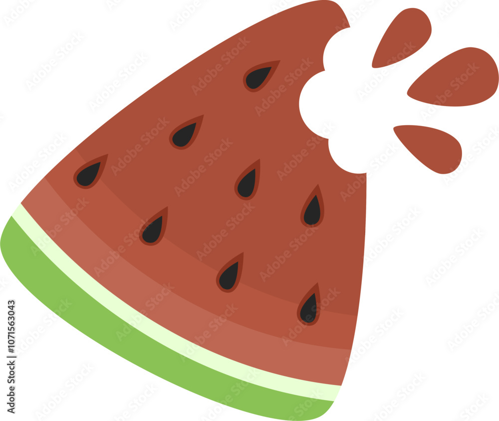 Hand drawn watermelon fruit slice vector flat illustration Hand drawn watermelon fruit slice vector flat illustration
