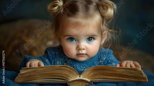 Little Girl Reading a Book ...