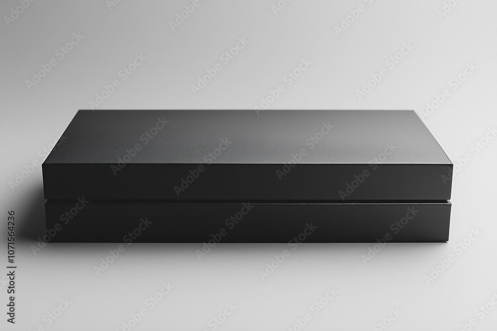 A sleek black box resting on a smooth surface, showcasing minimalist design aesthetics A sleek black box resting on a smooth surface, showcasing minimalist design aesthetics