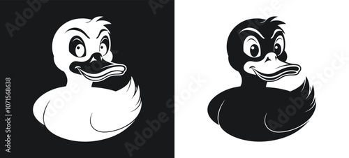 Angry Mood Duck silhouette and icon vector illustration