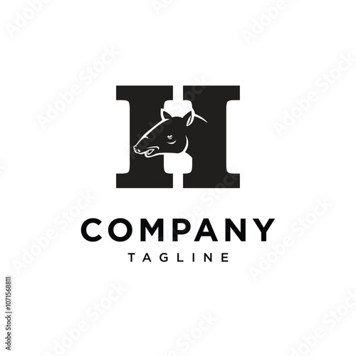 Letter H Tapir logo icon vector
