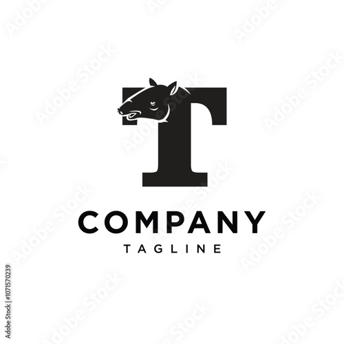 Letter T Tapir logo icon vector