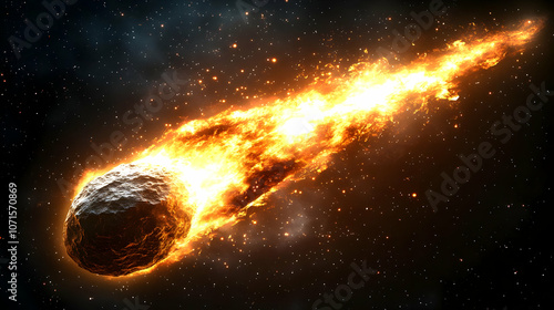 Flaming Asteroid Illustration