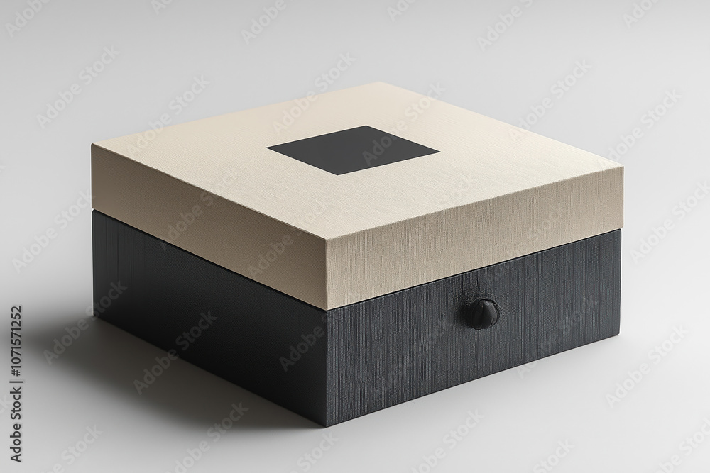 Elegant two-tone box with black and cream finish perfect for storage and organization Elegant two-tone box with black and cream finish perfect for storage and organization