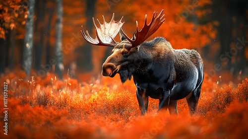 Moose in Autumn Forest - Re...