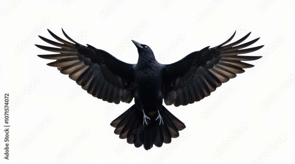 Fototapeta premium High-Resolution Stock Image of Crow Isolated on White Background - Perfect for Nature and Wildlife Projects