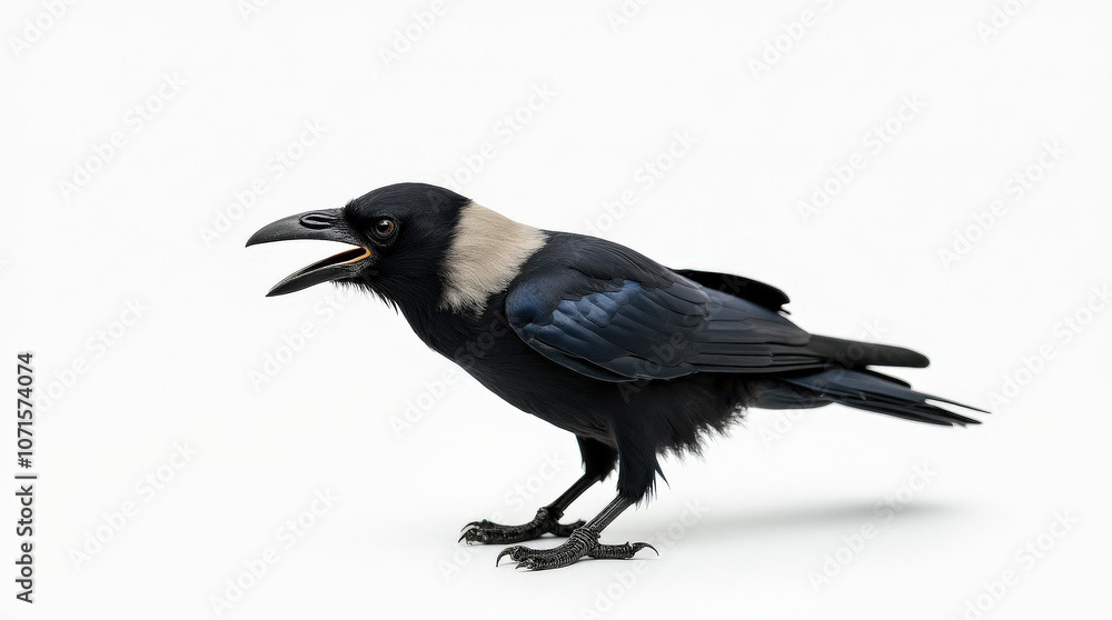 Obraz premium High-Resolution Stock Image of Crow Isolated on White Background - Perfect for Nature and Wildlife Projects