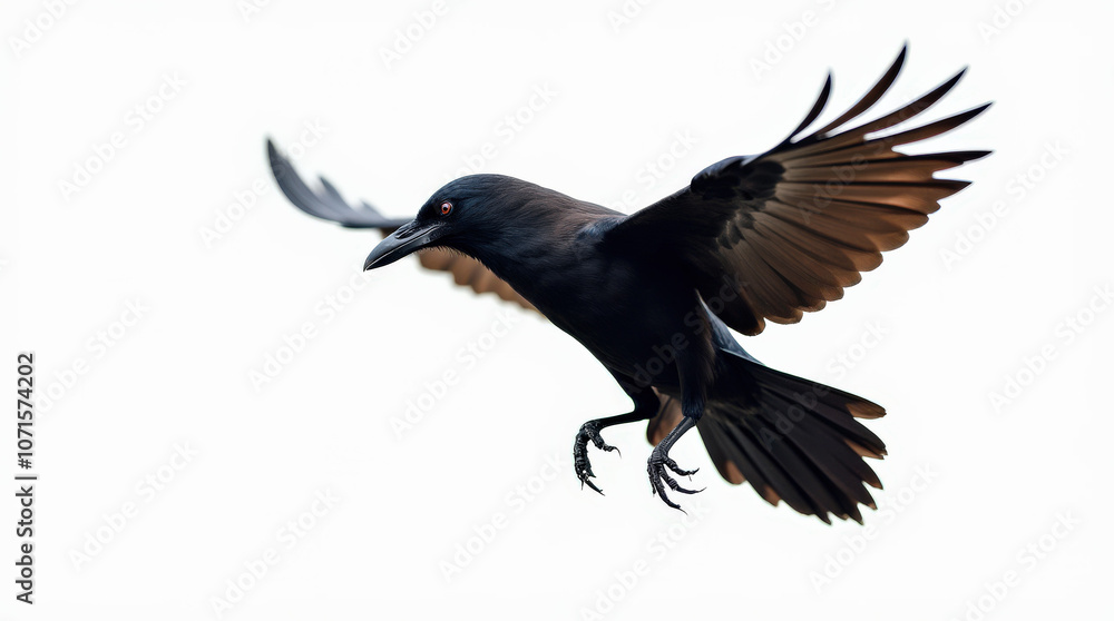 Fototapeta premium High-Resolution Stock Image of Crow Isolated on White Background - Perfect for Nature and Wildlife Projects
