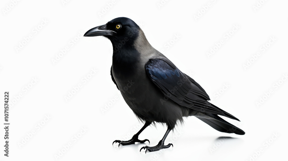 Obraz premium High-Resolution Stock Image of Crow Isolated on White Background - Perfect for Nature and Wildlife Projects