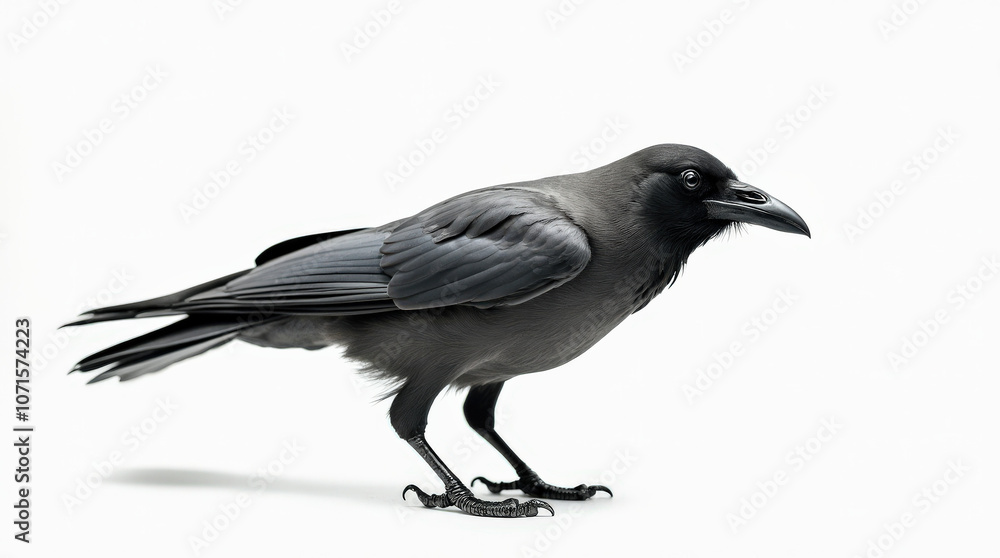 Obraz premium High-Resolution Stock Image of Crow Isolated on White Background - Perfect for Nature and Wildlife Projects
