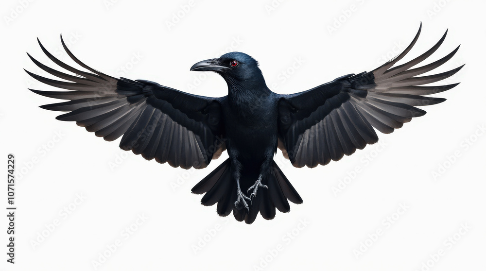 Fototapeta premium High-Resolution Stock Image of Crow Isolated on White Background - Perfect for Nature and Wildlife Projects