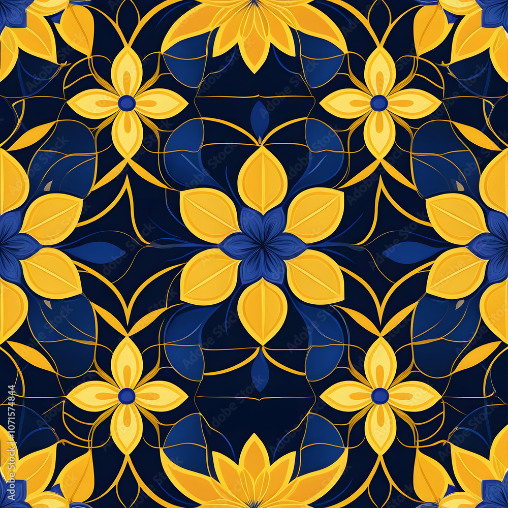 Fototapeta premium Abstract square pattern, silk scarf design, fashion textile ornament Bandanna shawl, tablecloth fabric print, silk neck scarf,sealing.