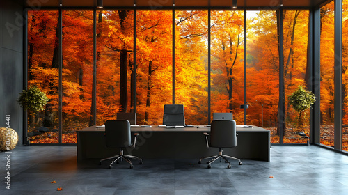 Office Interior with Autumn...