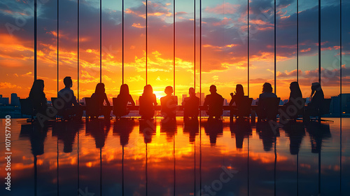 Silhouettes of People Meeti...