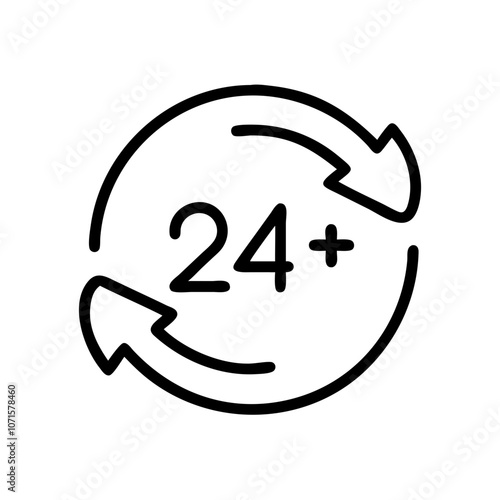 24-Hour Availability Icon in Circular Arrows

