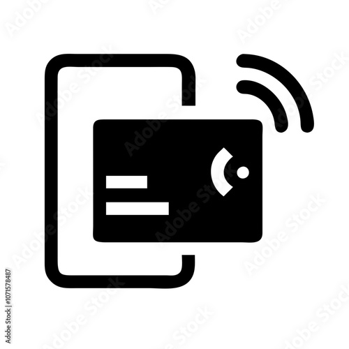 Contactless Payment Icon with Card and Smartphone in Black

