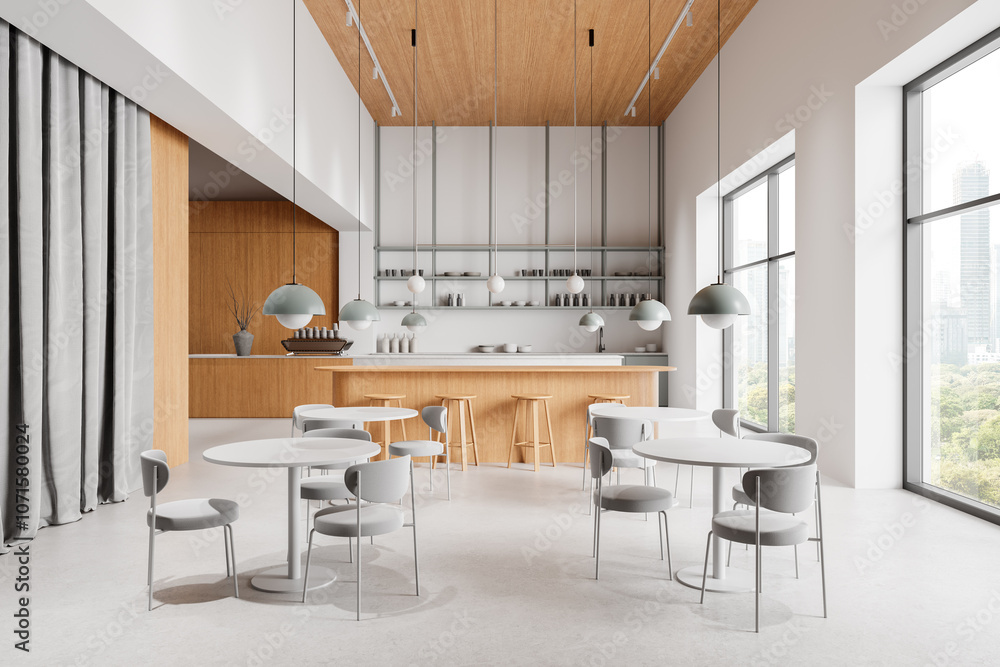 Modern Minimalist Cafe Interior. 3D Rendering Modern Minimalist Cafe Interior. 3D Rendering