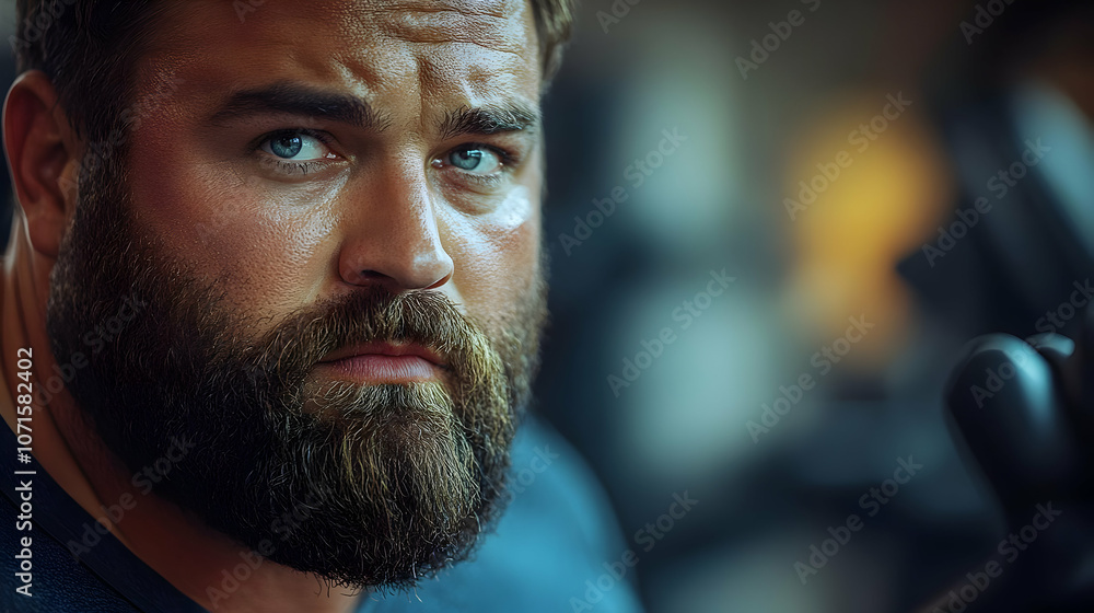 Obraz premium Close Up Portrait of Man with Beard - Realistic Image