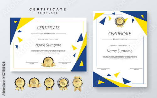 Colorful Geometric Shape Certificate Template with Geometric Design Elements