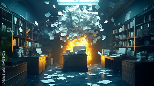 Office Paper Fire Illustration