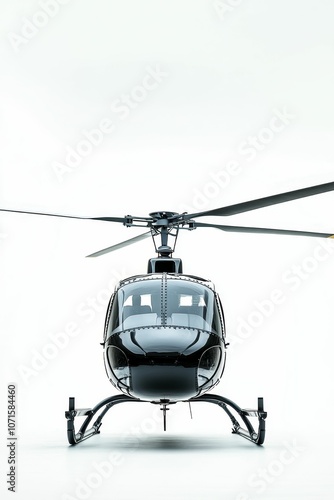 A black helicopter on a white background. photo