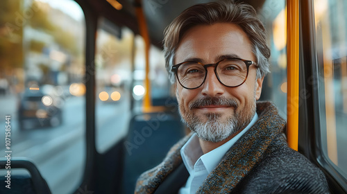 Smiling Man in Glasses on P...