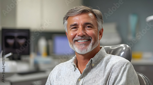 Smiling Man in a Dental Office - Realistic Photo photo