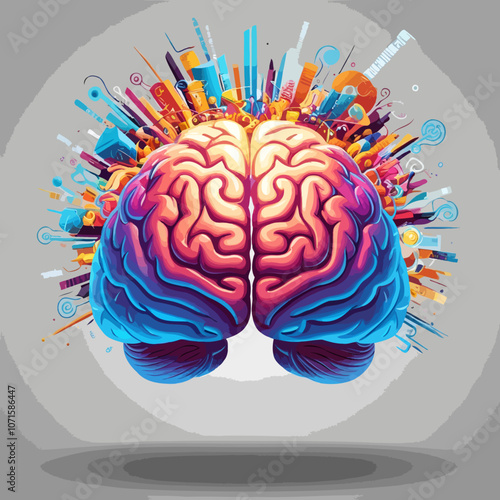 Concept art of a human brain exploding with knowledge and creativity. generative ai