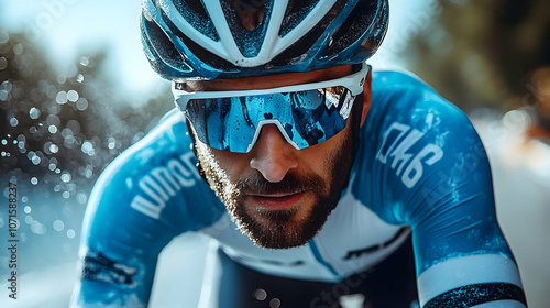 Cyclist with Helmet and Sun...