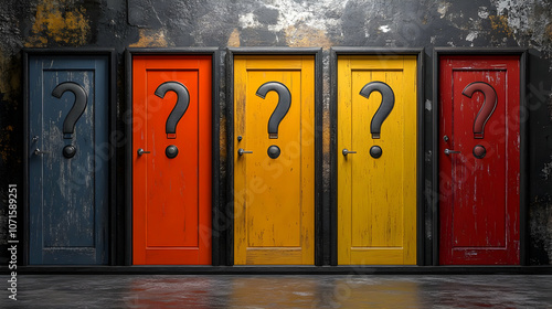 Five Doors With Question Ma...