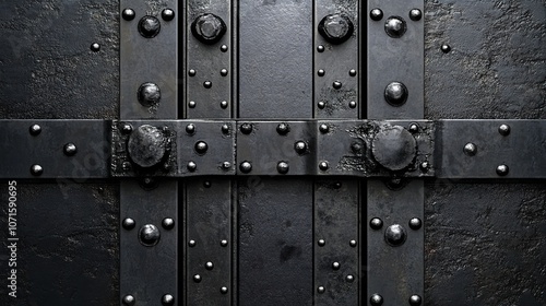 Black metallic door element isolated

 photo