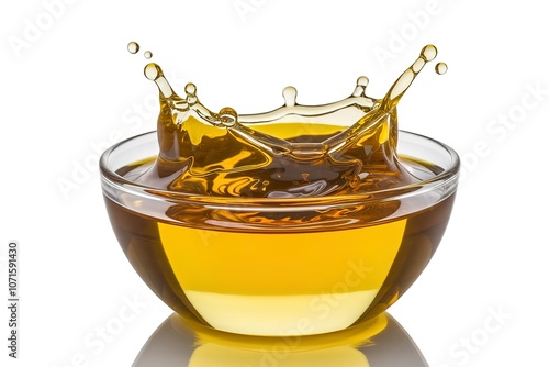 a clear glass bowl filled with a viscous, golden cooking oil.