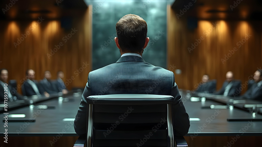 Businessman Sitting in Conference Room - Realistic Image Businessman Sitting in Conference Room - Realistic Image