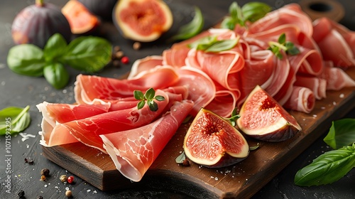 Prosciutto di Parma Parma aged drycured ham thinly sliced served with melon or figs photo