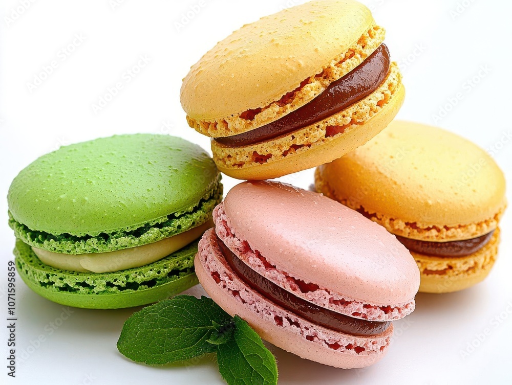 Delicious macarons in vibrant colors, featuring chocolate and fruit flavors, perfect for desserts and pastry lovers. Delicious macarons in vibrant colors, featuring chocolate and fruit flavors, perfect for desserts and pastry lovers.