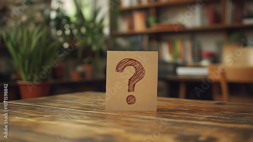 Question Mark on a Wooden T...