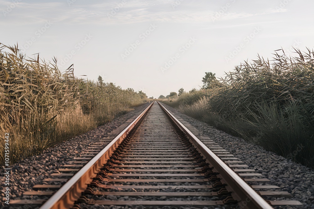 Fototapeta premium A stunning photograph of train tracks extending into the distance