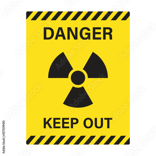 Radioactive material warning icon in flat style. Radiation danger vector illustration on isolated background. Caution sign business concept.