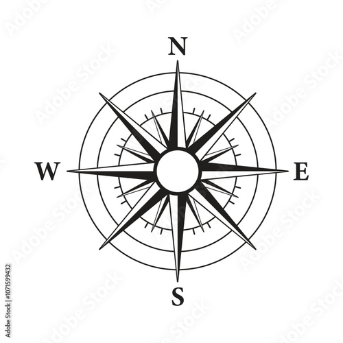 Compass icon in flat style. Navigation equipment vector illustration on isolated background. Geographical position sign business concept.