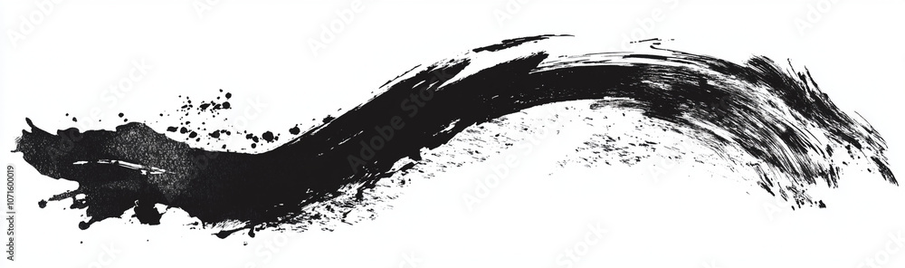 Black ink brush stroke painting on white background Black ink brush stroke painting on white background