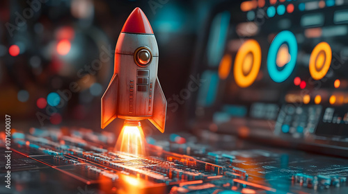 3D Illustration of a Rocket...