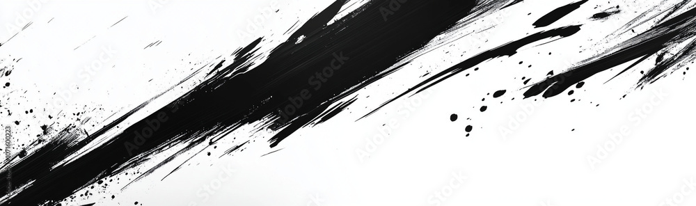 Black ink brush stroke painting on white background Black ink brush stroke painting on white background