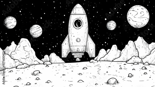 Space Rocket Illustration w...
