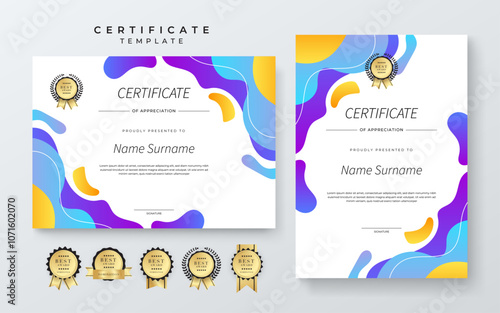 Modern Certificate Template With Decorative Elements. Perfect for recognition, achievement awards, and corporate presentations