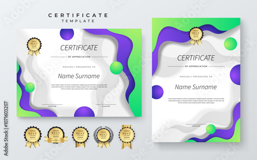 Modern Certificate Template with Colorful Abstract Design Illustration