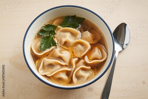 a bowl of cappelletti in brodo photo