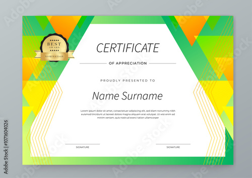 Colorful Certificate Template with Geometric Design Elements