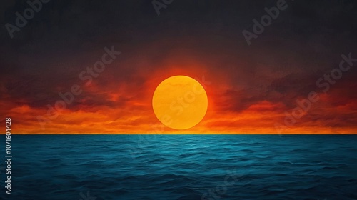 Stunning sunset over the ocean. photo