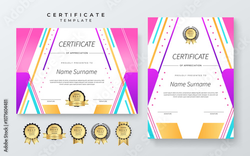 Colorful Certificate Template with Geometric Design Elements