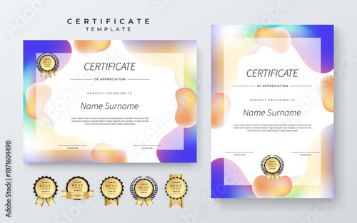 Modern Certificate Template With Decorative Elements. Perfect for recognition, achievement awards, and corporate presentations